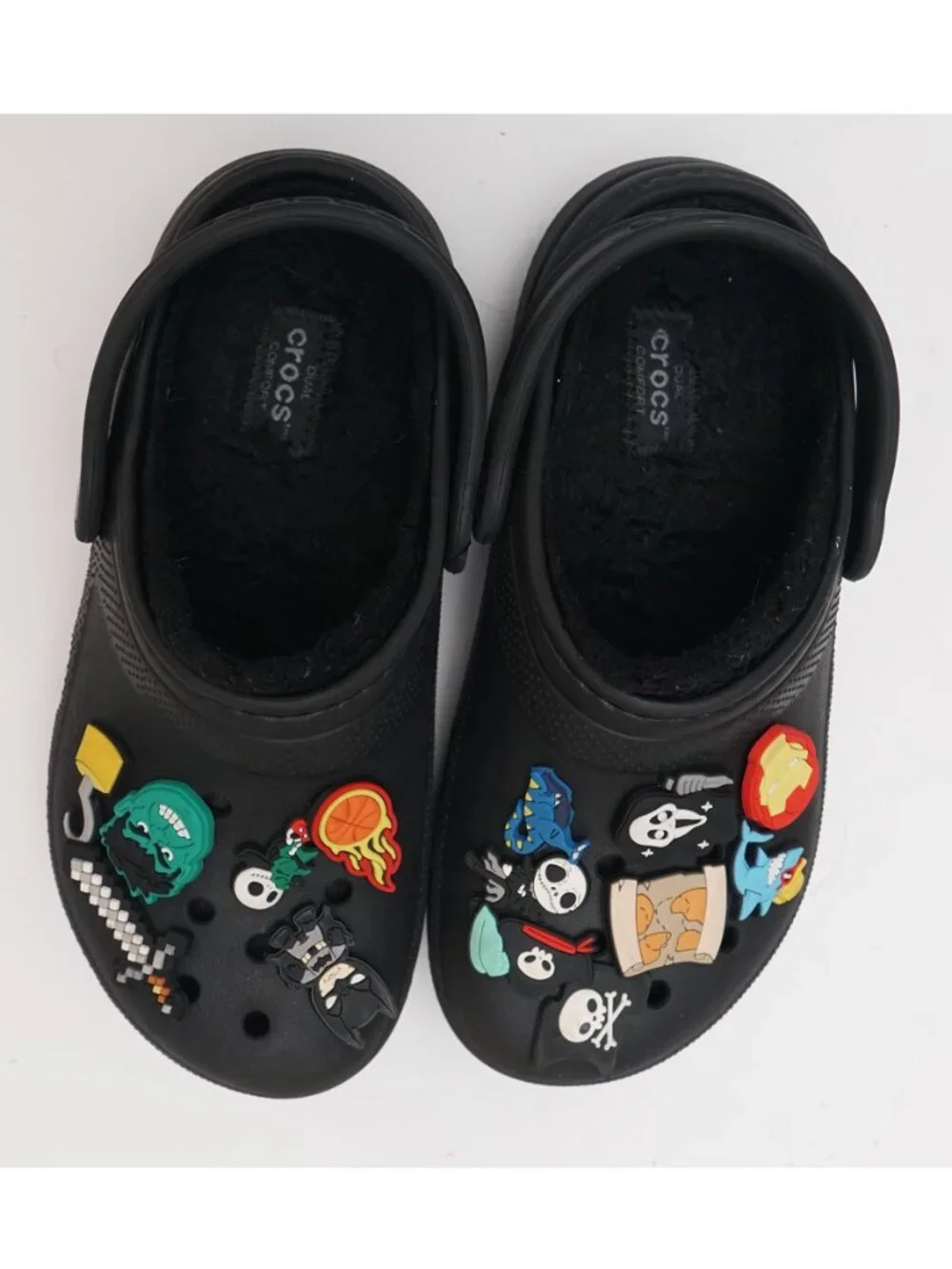 Crocs Kids Size J1  Black Clog Shoes With Croc Charms